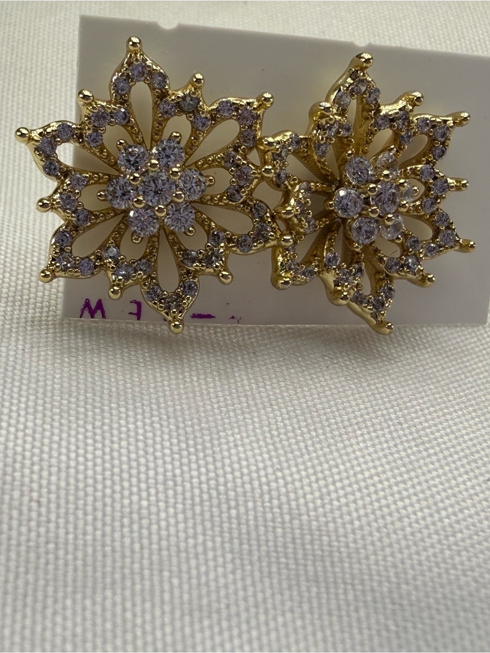 Gold plated Floral cubic zirconia Stud Earrings - Elegant Women's Jewelry
